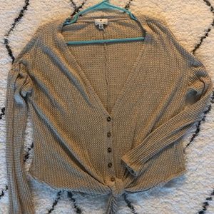 Cream/Tan Button Crop Cardigan Sweater